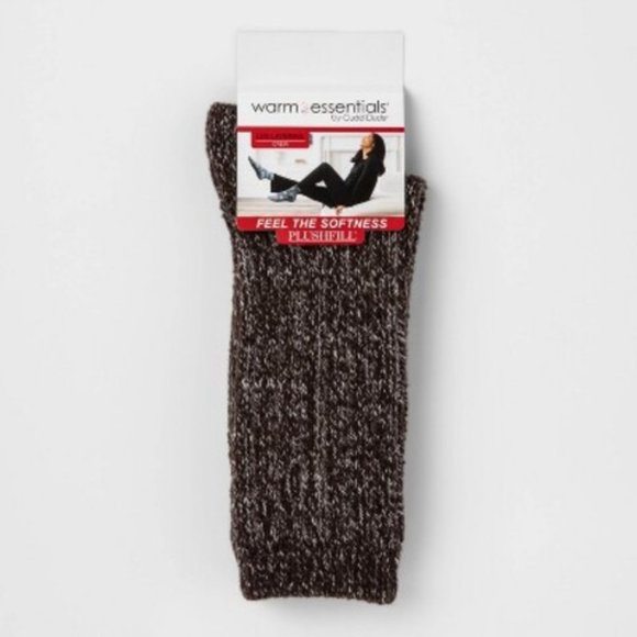 Cuddl Duds Twisted Ribbed Crew Socks Marled Brown - Picture 2 of 8